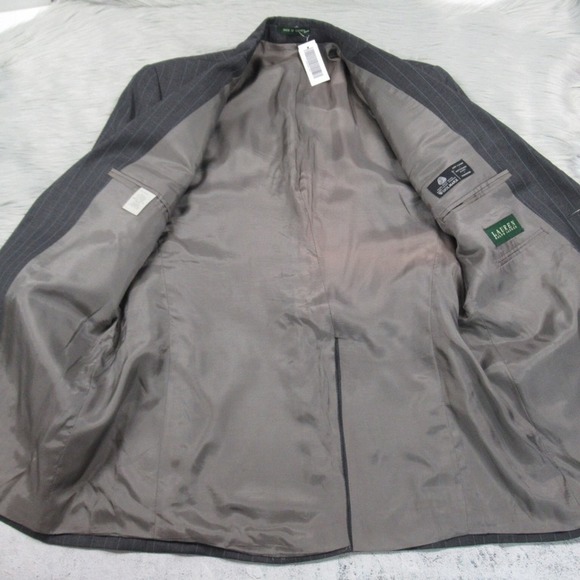 Lauren Ralph Lauren Gray Wool Pinstriped Suit Jacket Blazer Mens Size 40R - Picture 7 of 10